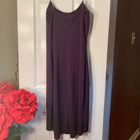 Eggplant Beaded Spaghetti Strap Crepe Dress Size S - Picture 5 of 6